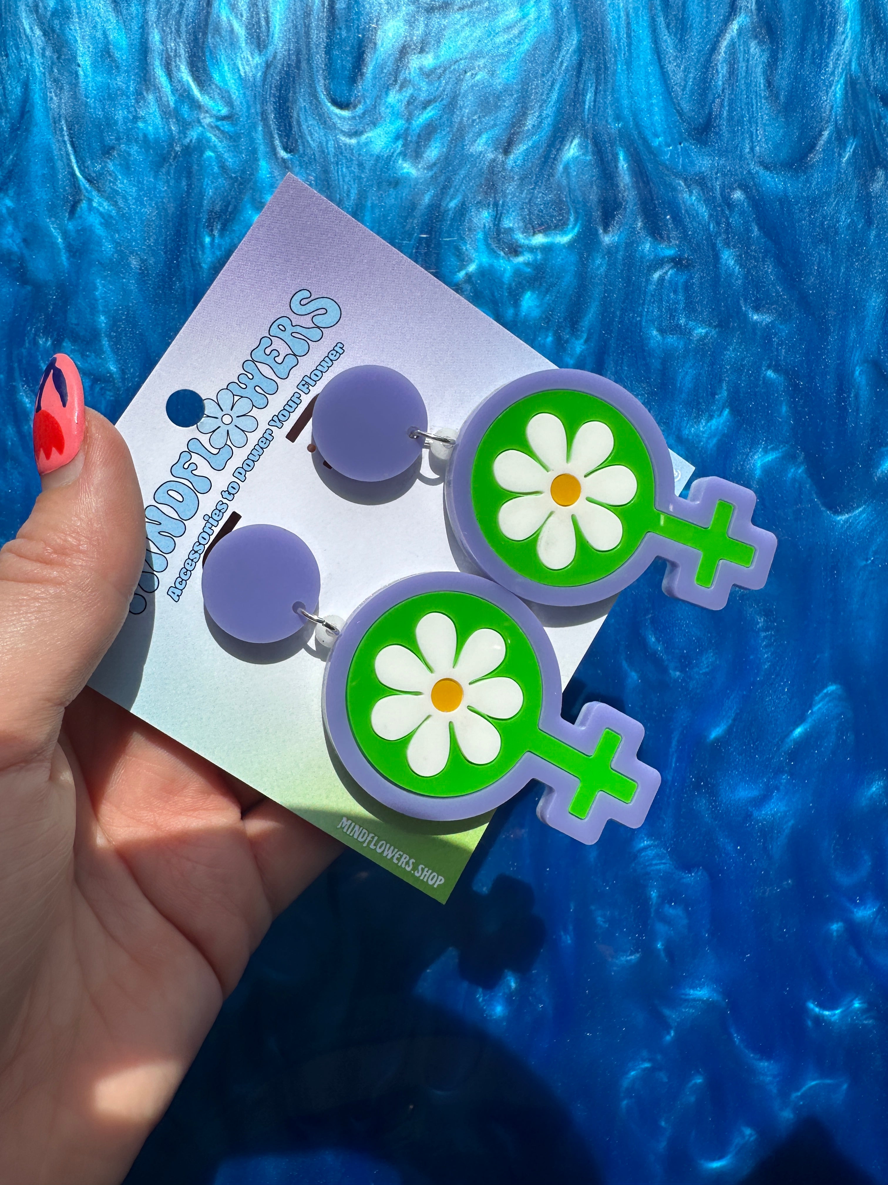 Lilac, Green & Canary Flower Power Earrings Sample Sale