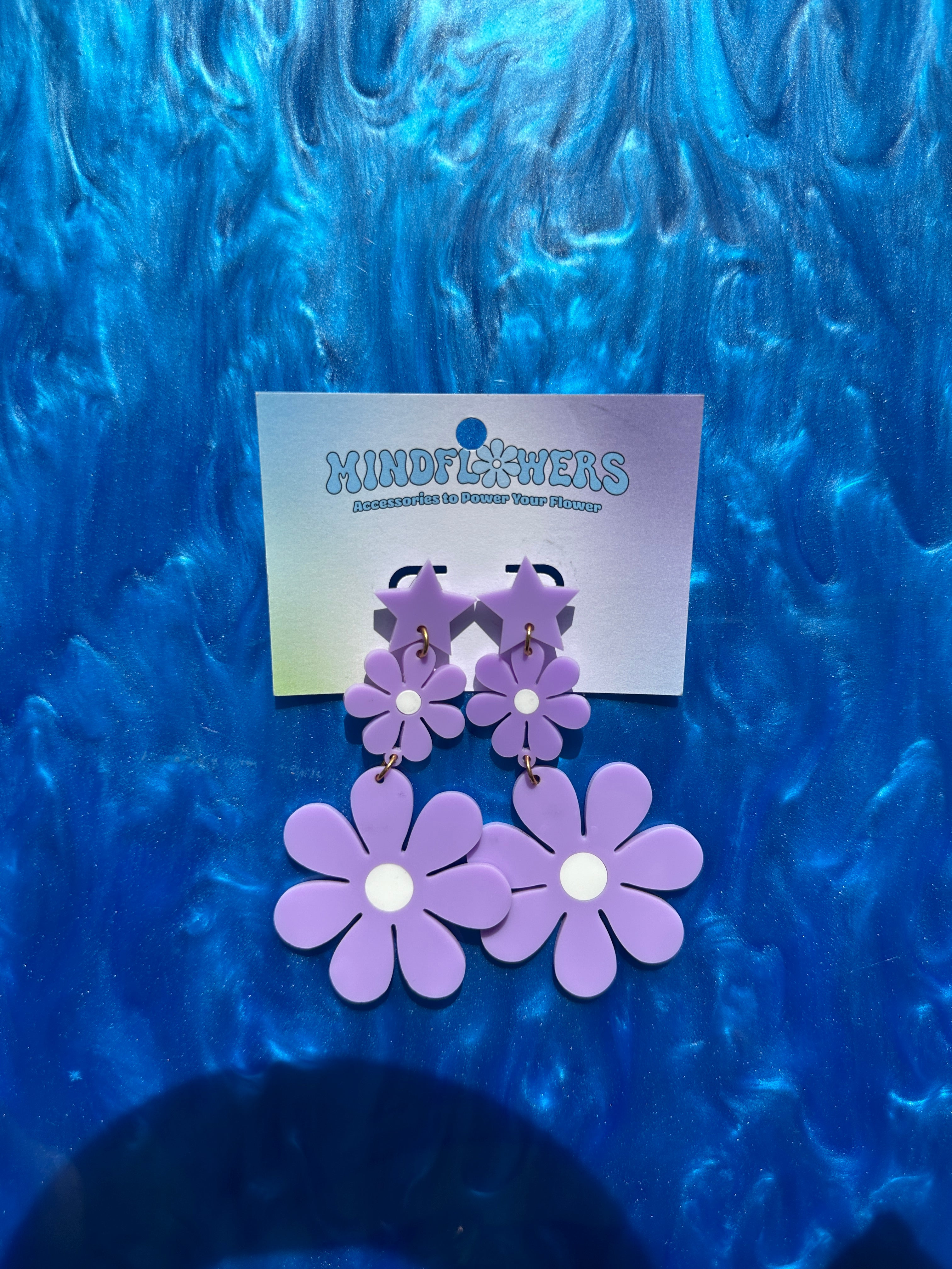 Double Daisy Hanging Star Earrings Sample Sale