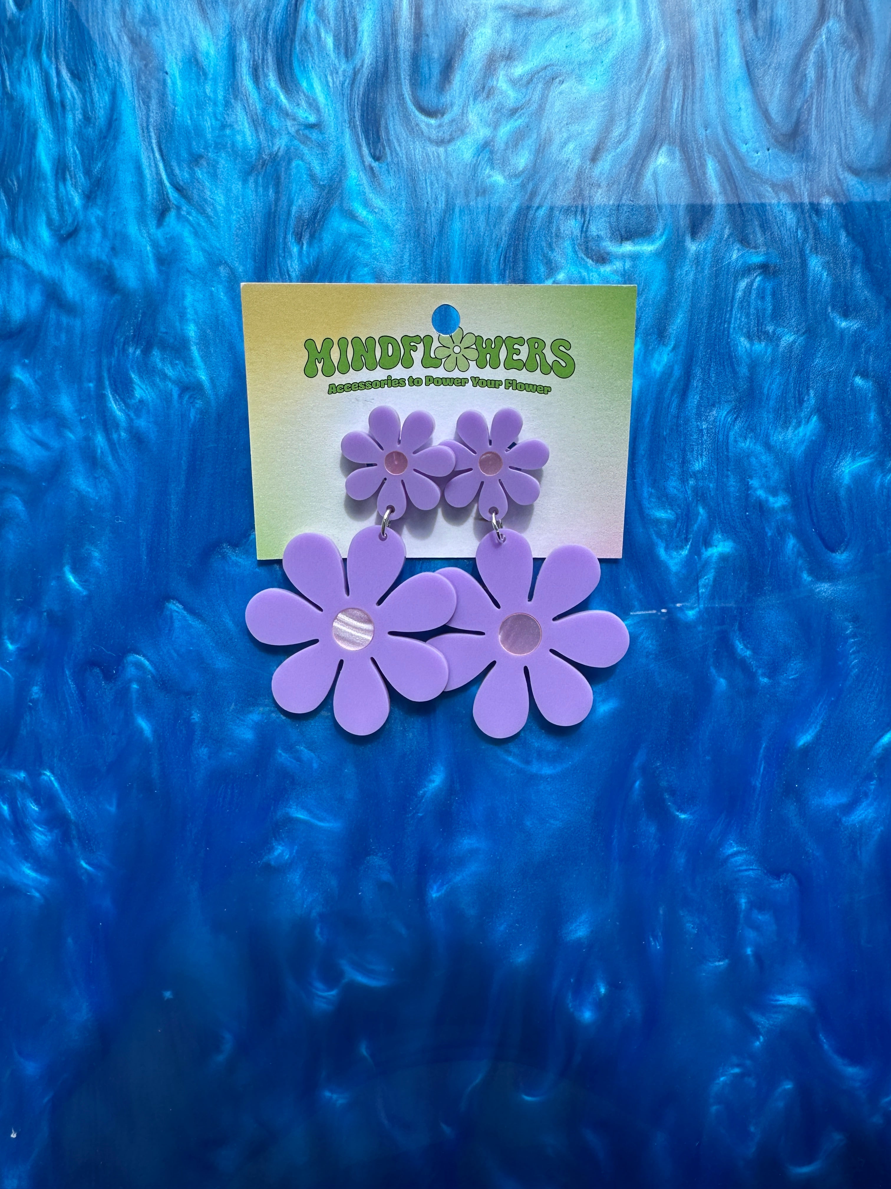 Mega Lilac Double Daisy Earrings Sample Sale