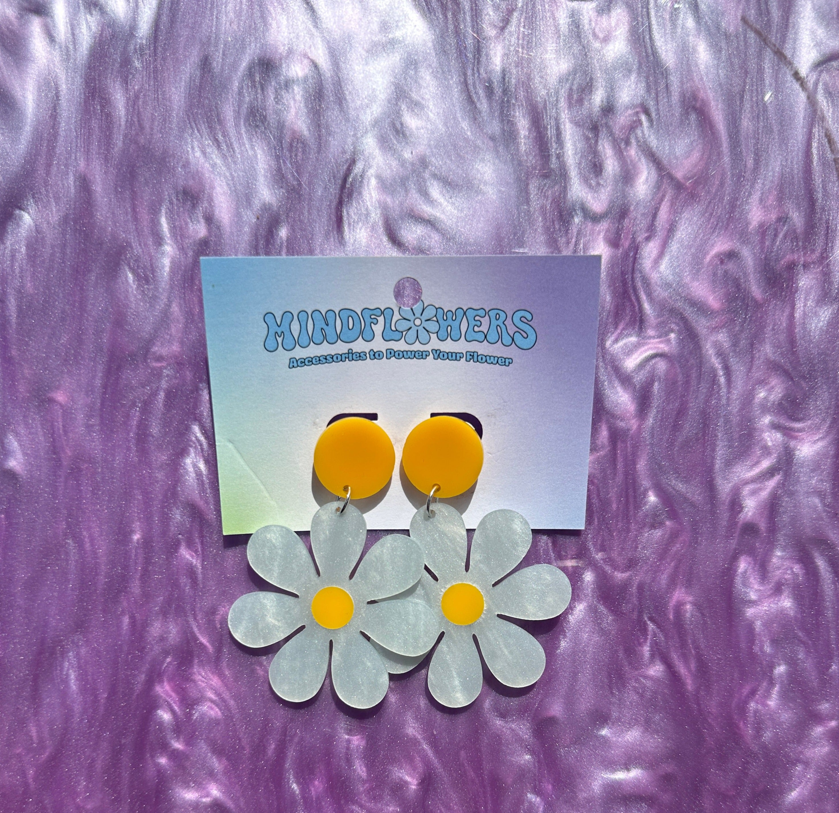 Silver & Yellow Daisy Stud Earrings Sample Sale