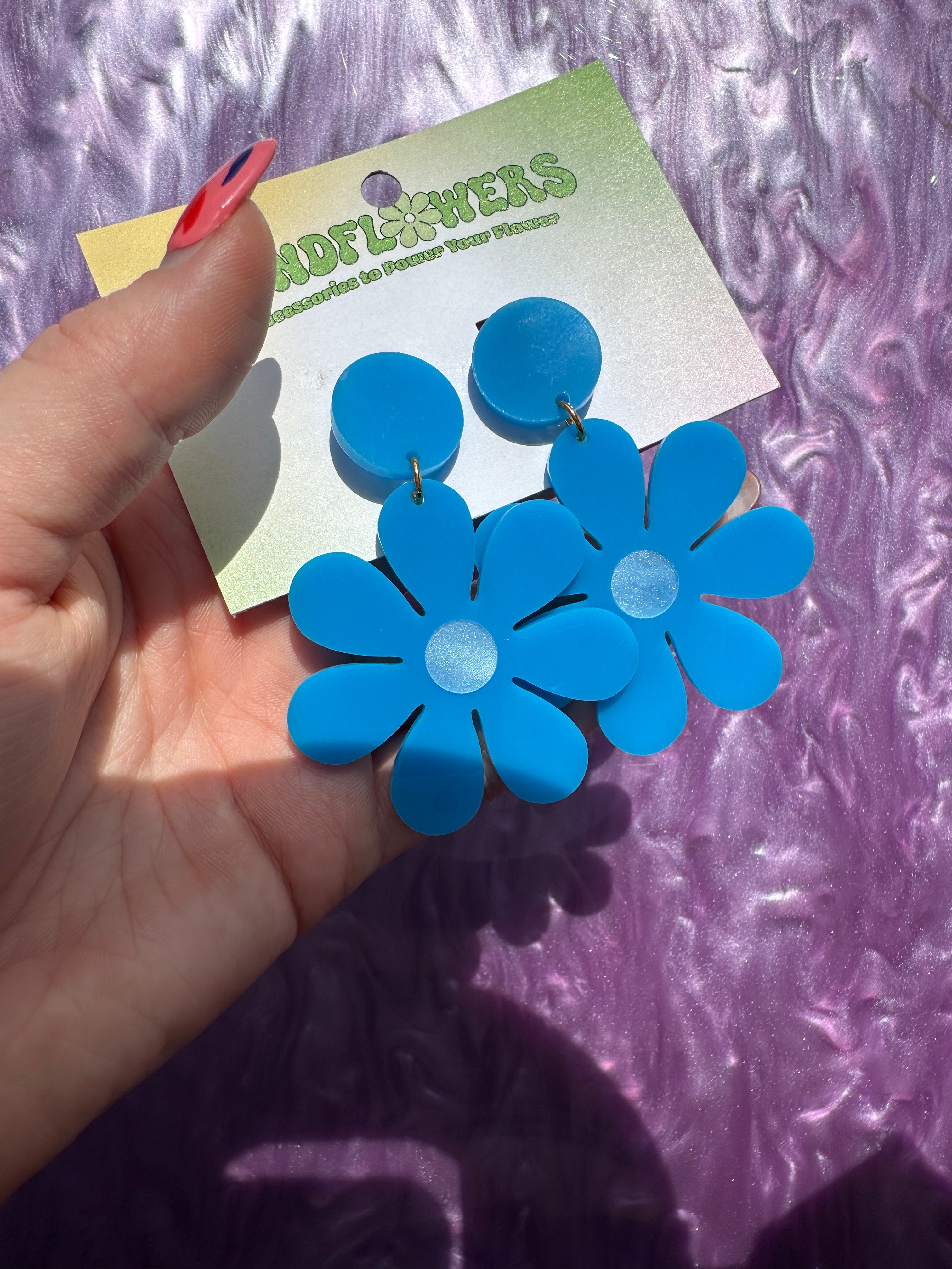 Blue Daisy Stud Earrings Sample Sale