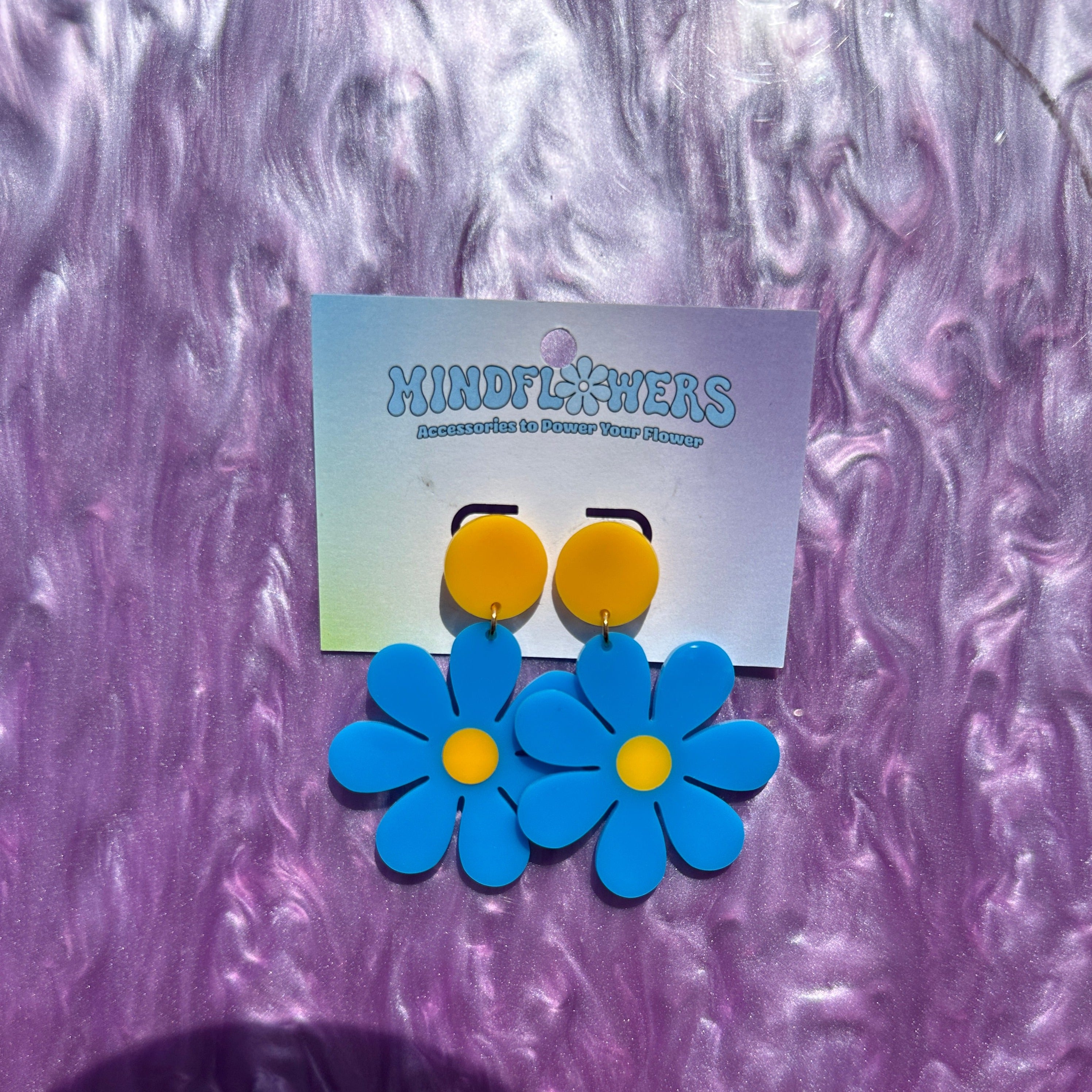 Mega Blue Daisy Stud Earrings Sample Sale