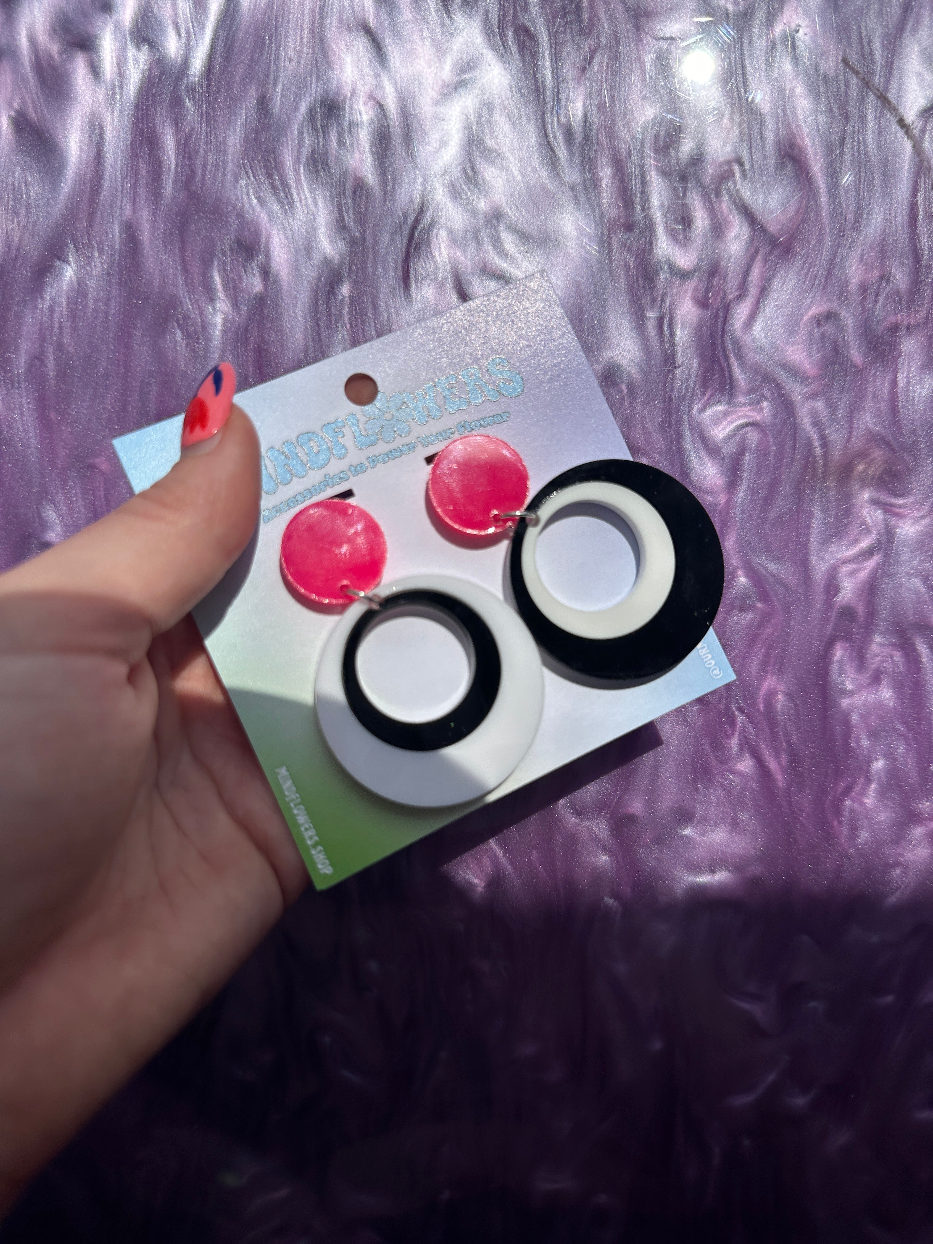 Pink, Black & White Mod Earrings Sample Sale