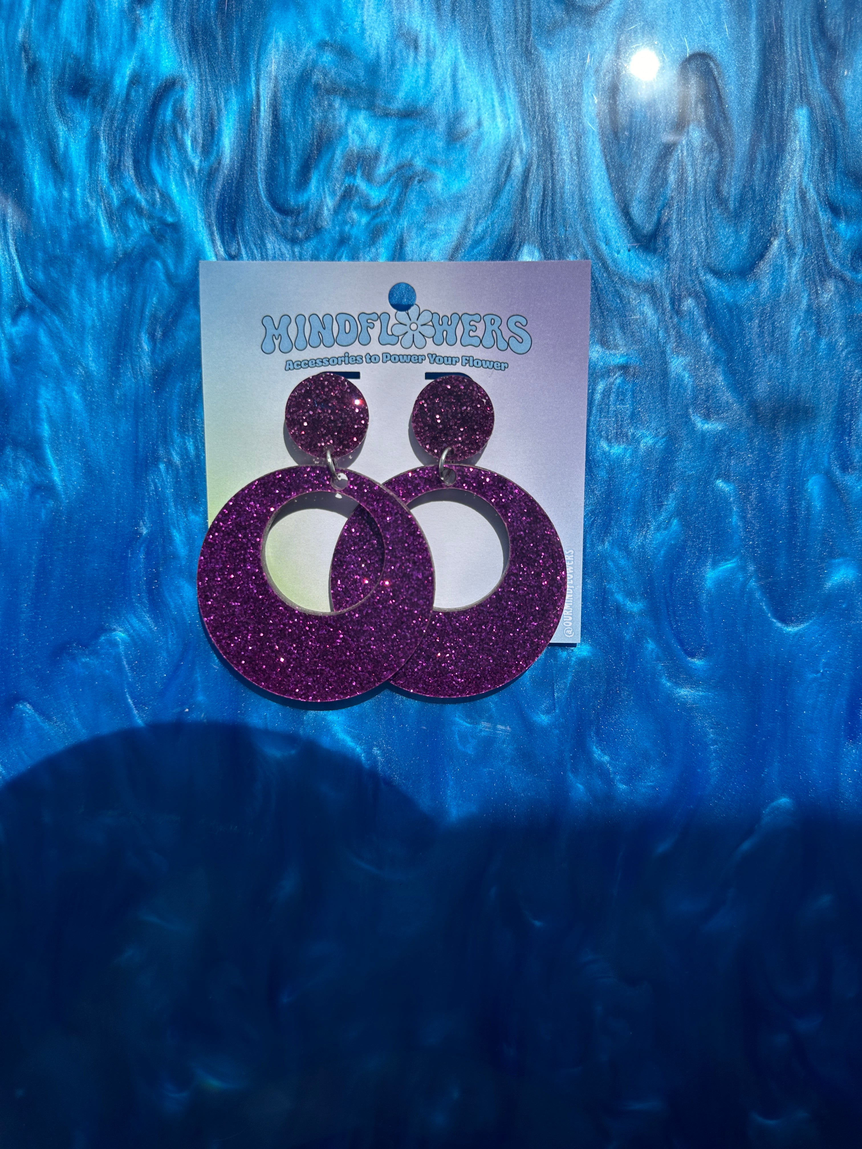 Fuchsia Glitter Mod Stud Earrings Sample Sale