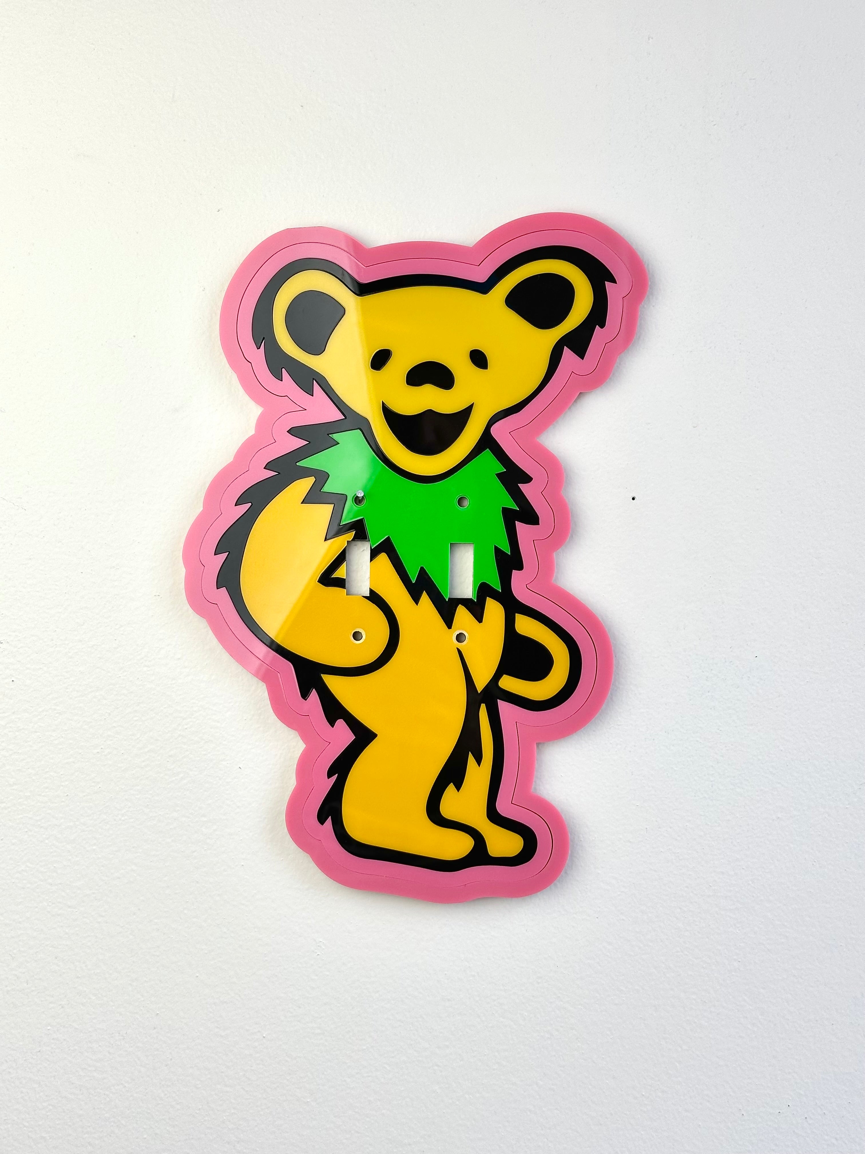 Yellow Dancing Bear Light Switch Cover Sample