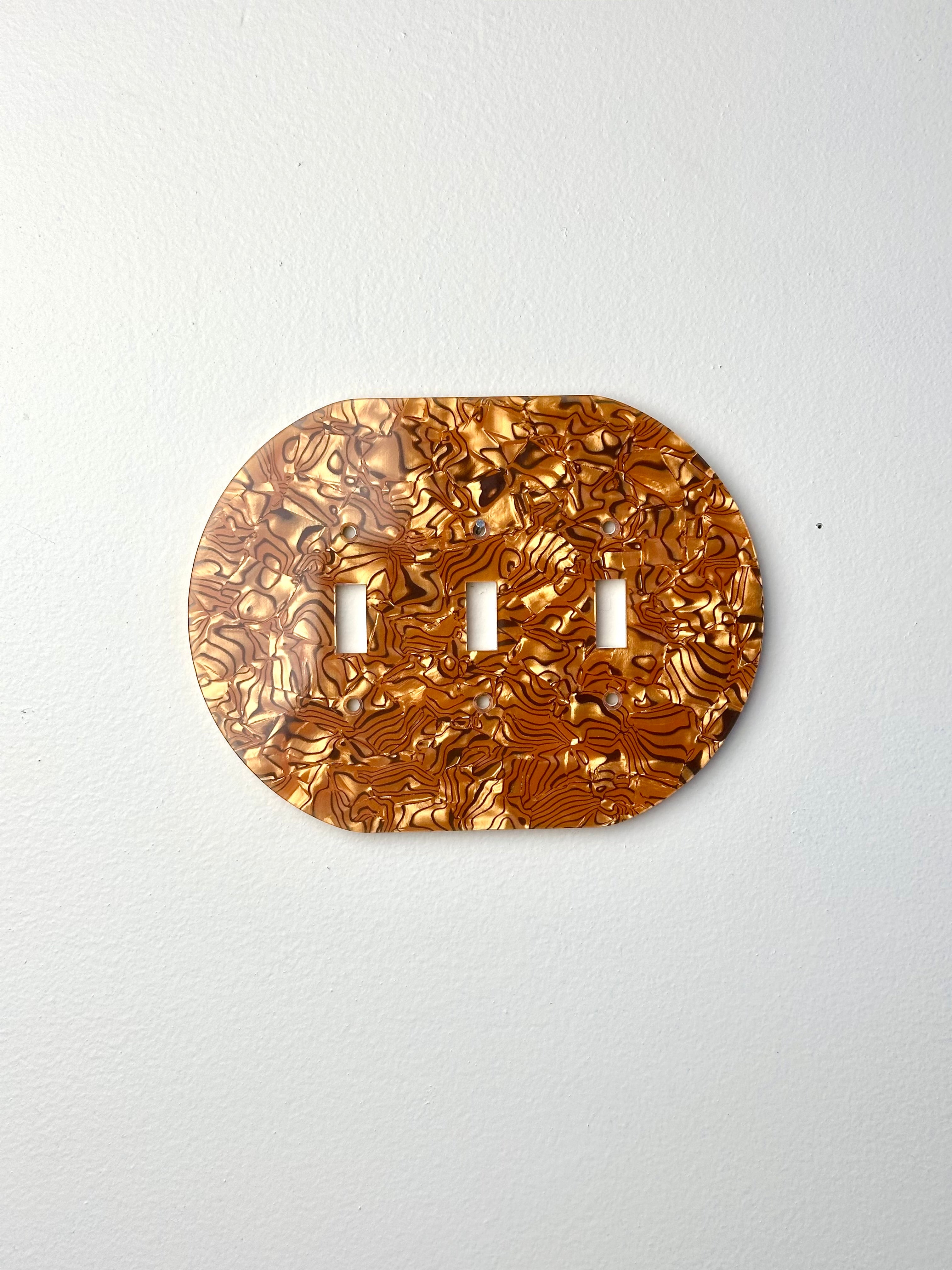 Tripple Flip Copper Zebra Portal Light Switch Cover Sample