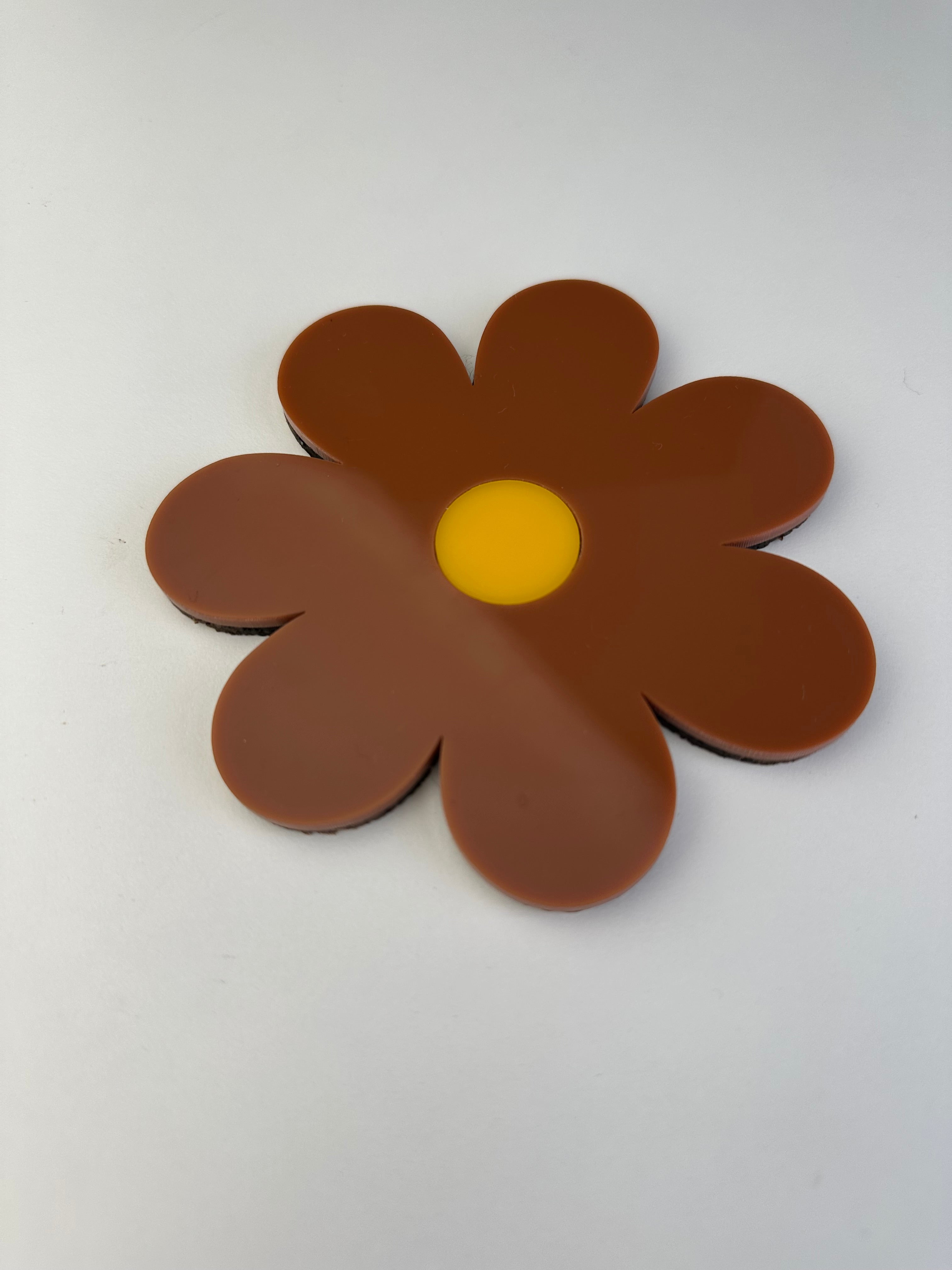 Brown & Canary Single Daisy Coaster Sample