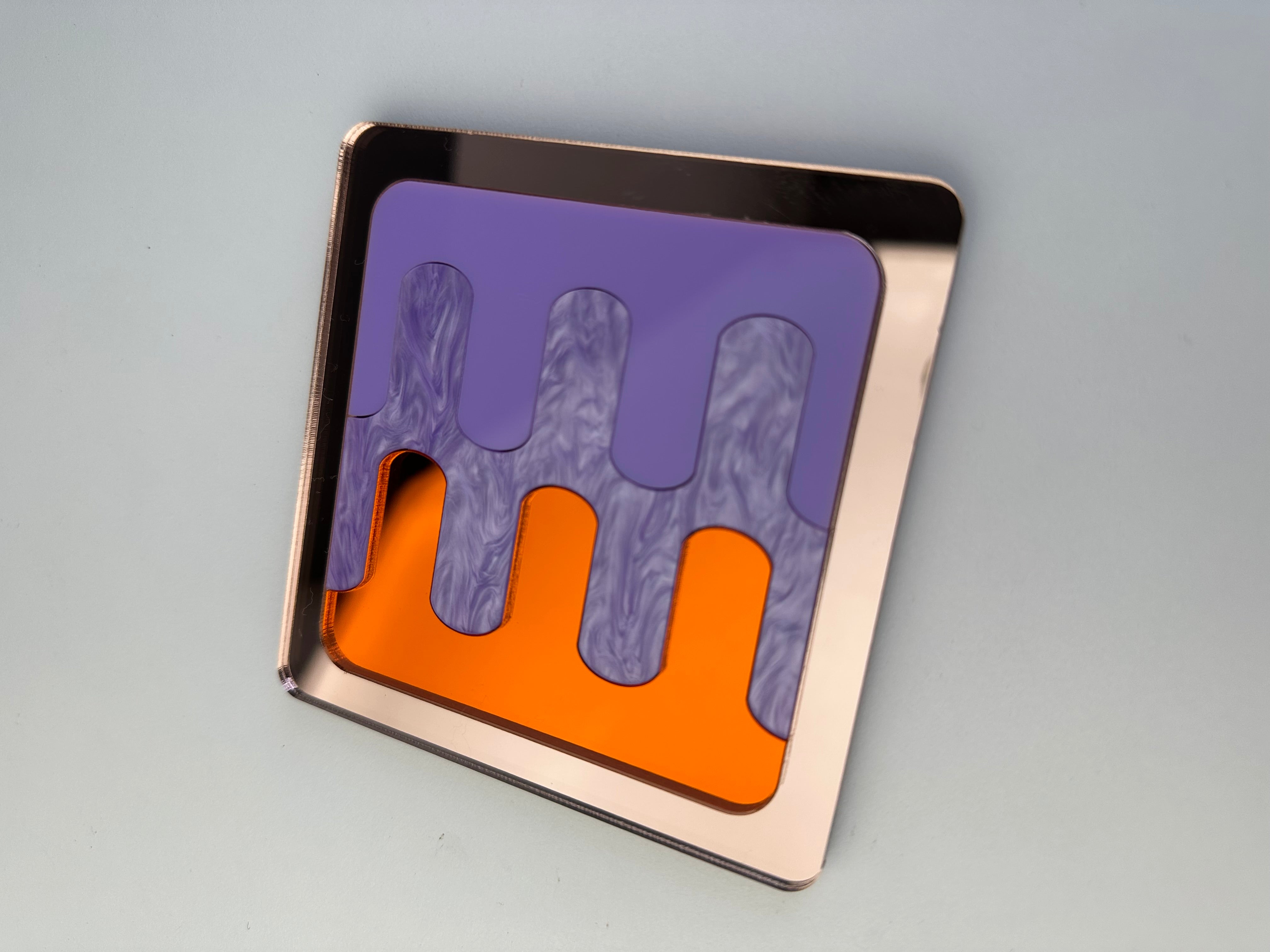 Rose Gold Mirror & Orange Single Key Coaster Sample