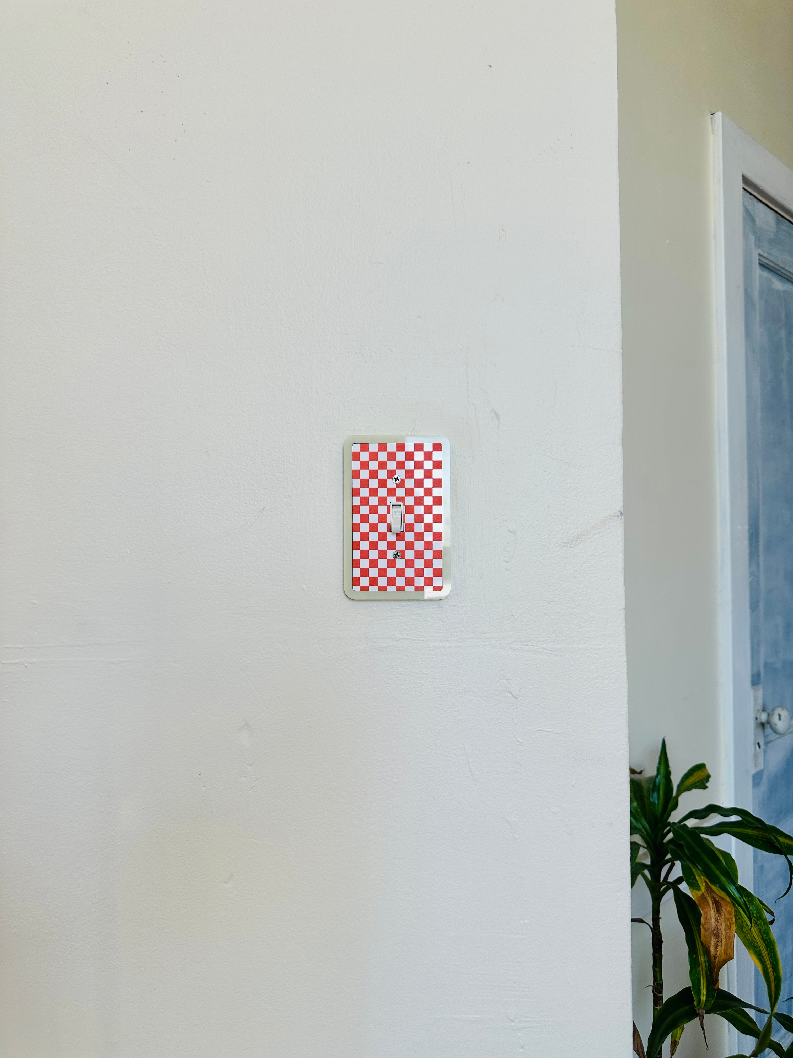 Orange & Ivory Checkered Print Light Switch Cover