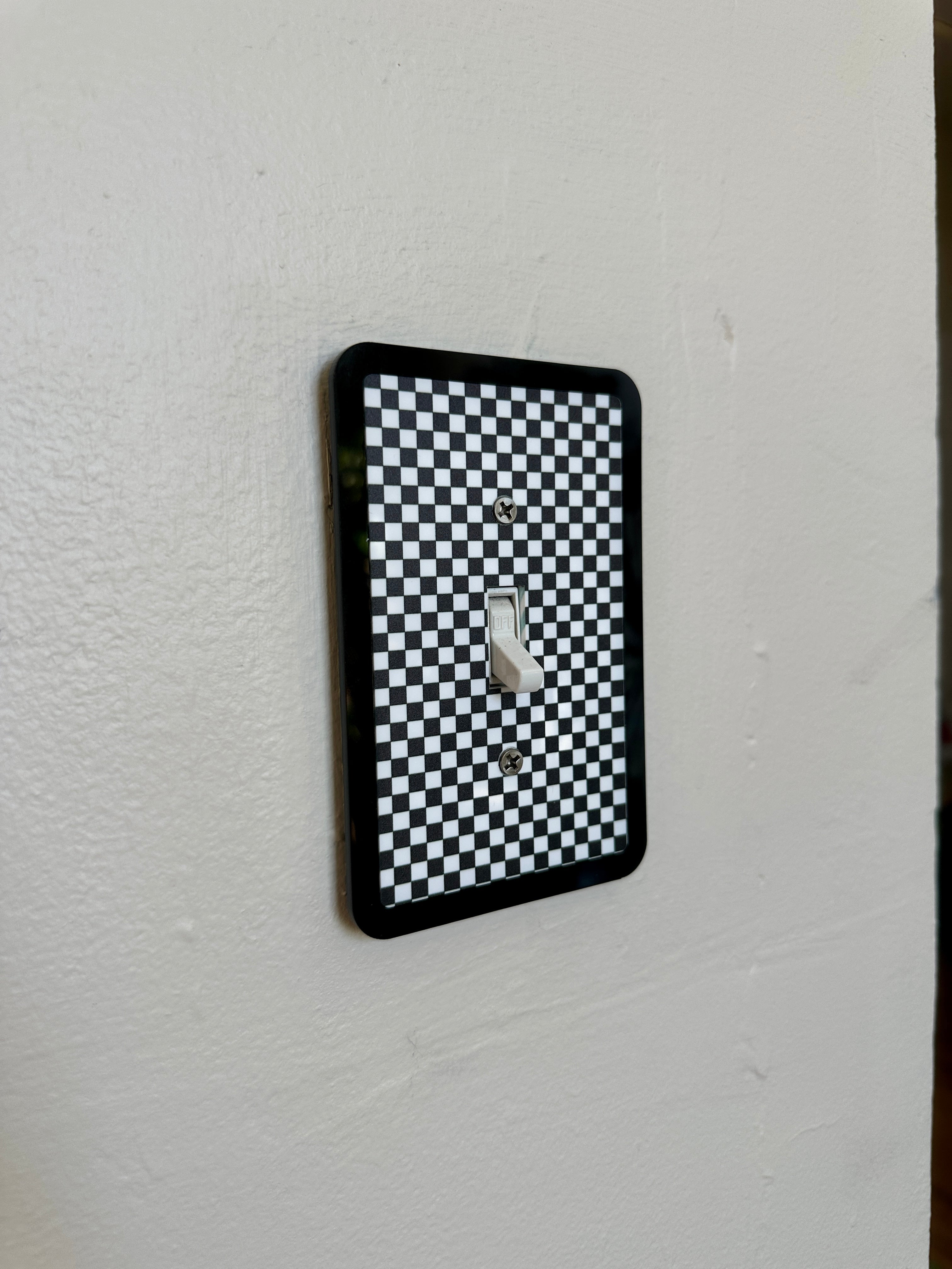 Black & White Checkered Print Light Switch Cover