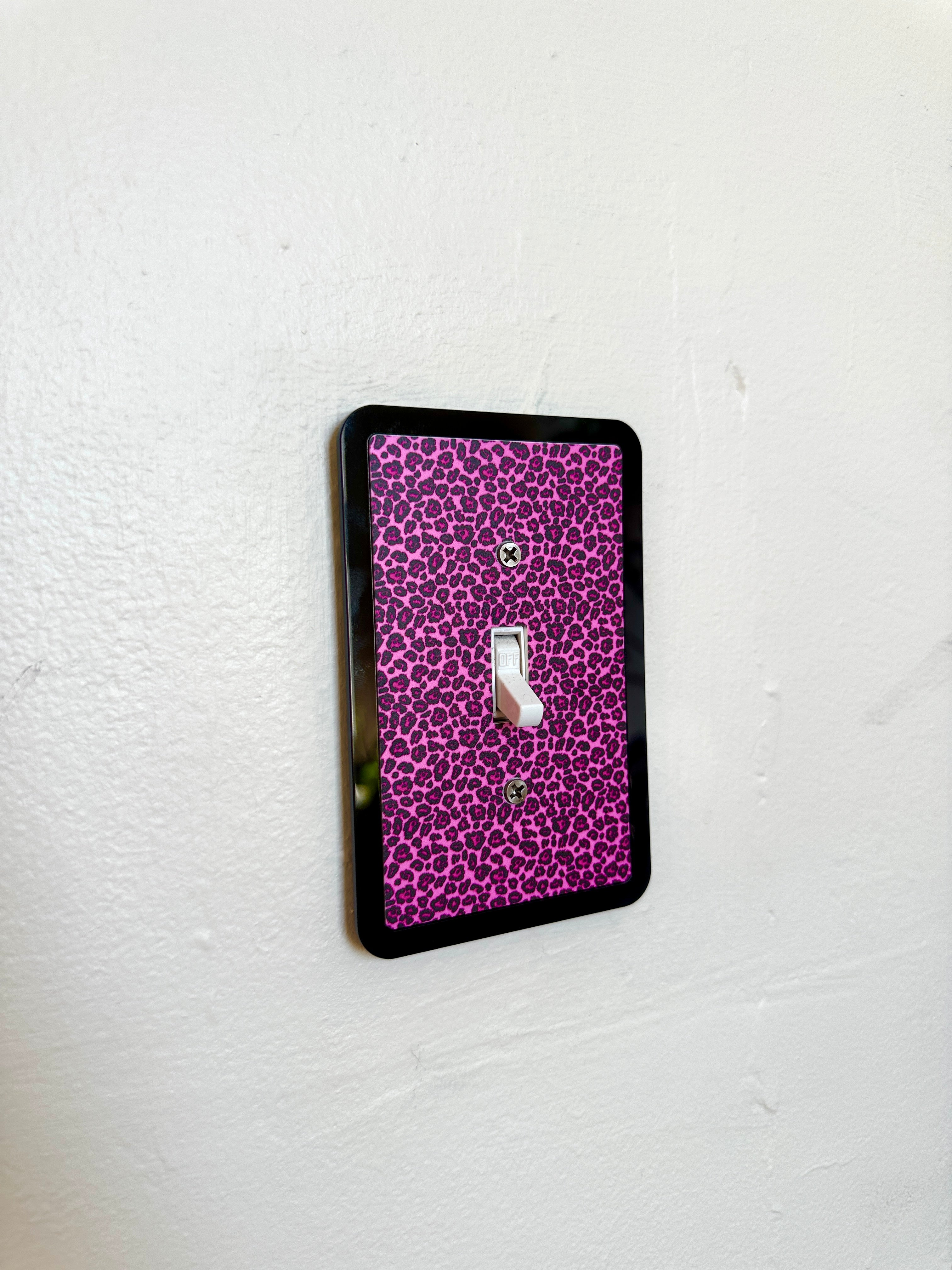 Pink Leopard Print Light Switch Cover