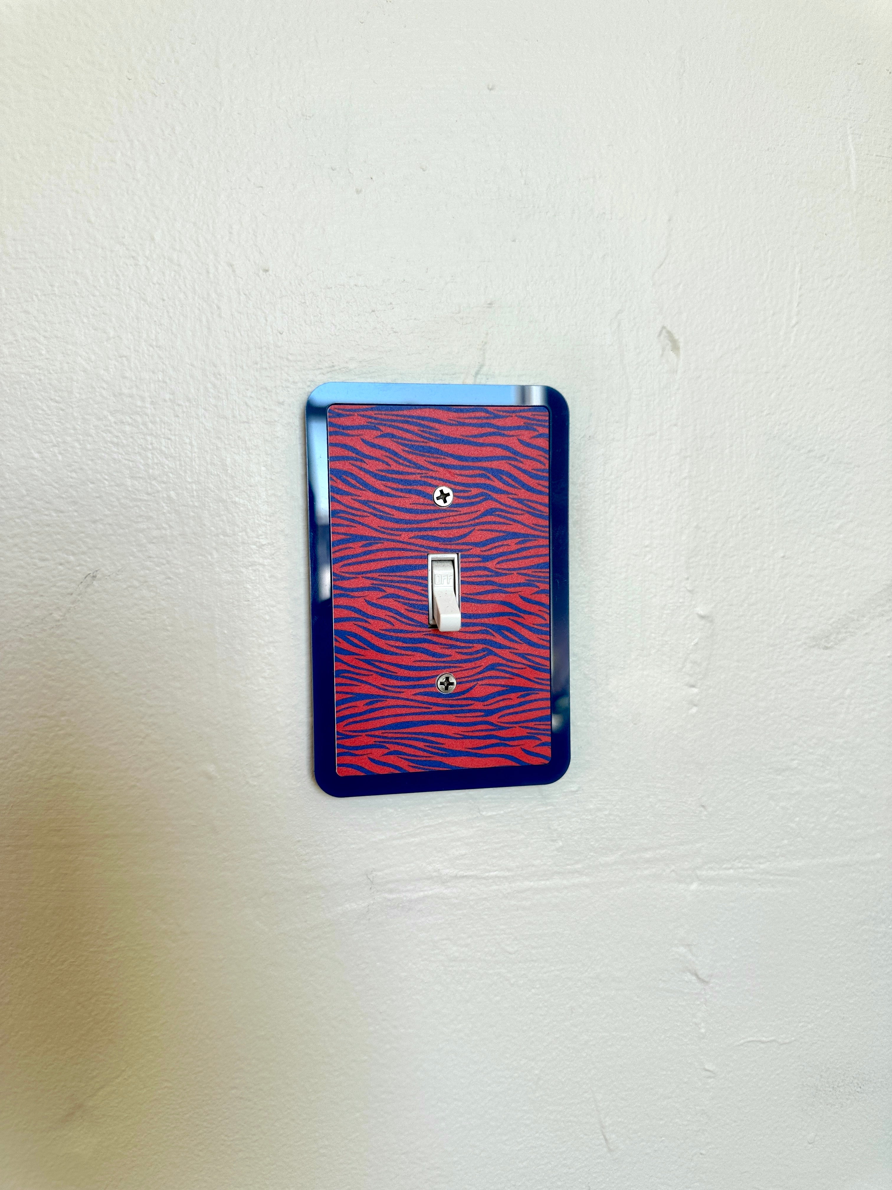 Red & Blue Zebra Print Light Switch Cover