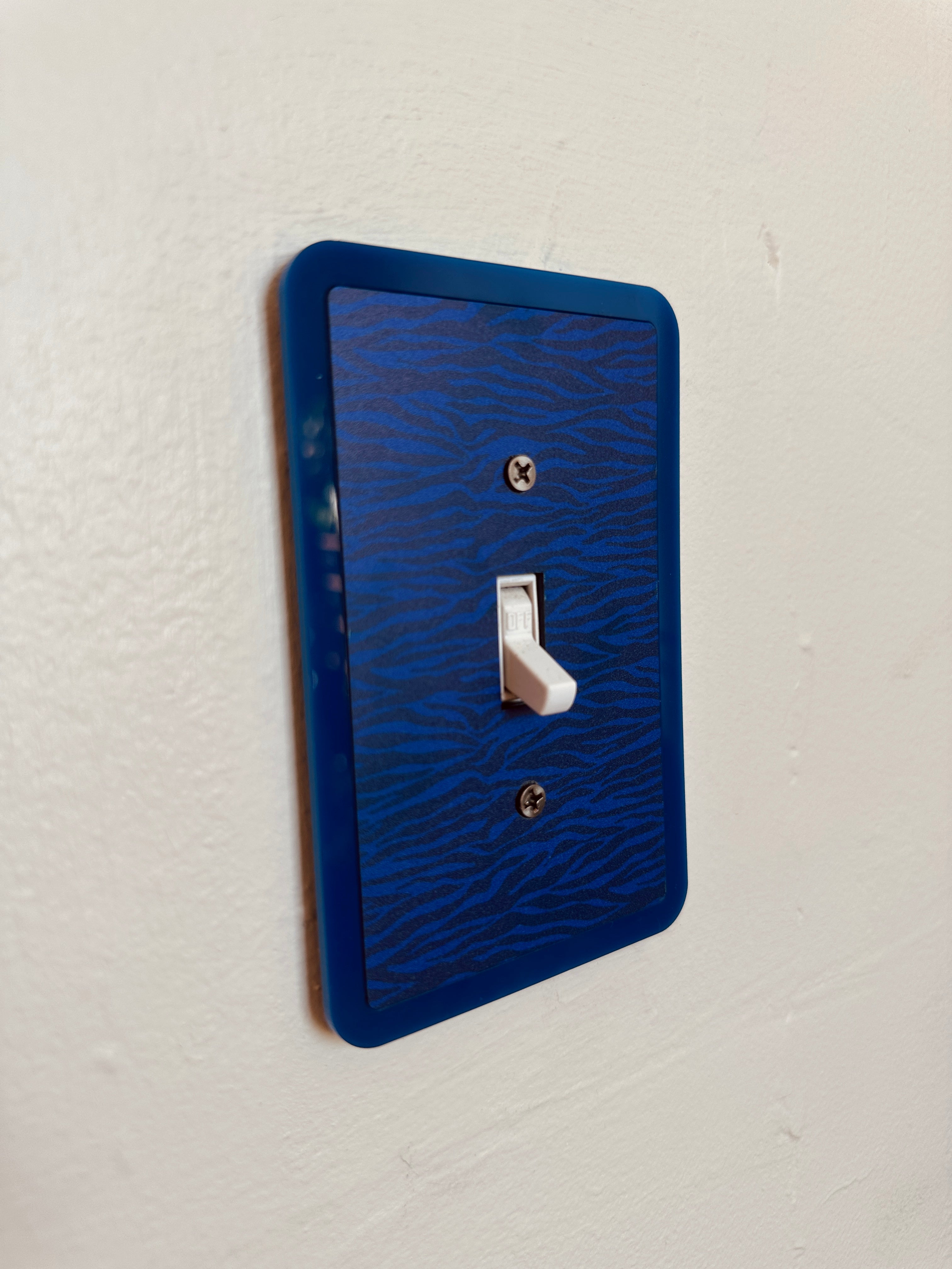 2 Blue Zebra Print Light Switch Cover