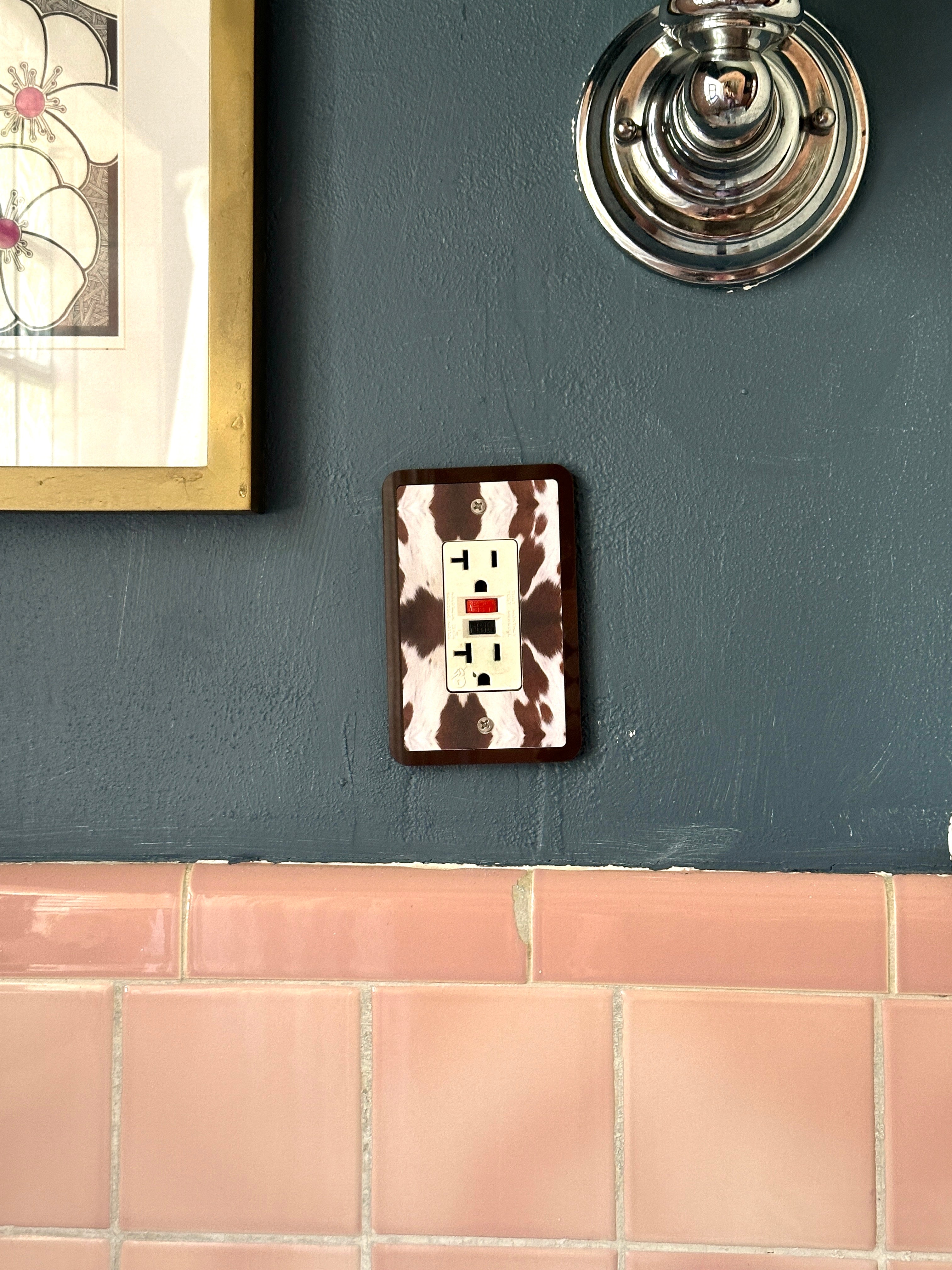 Brown Cowhide Print Light Switch Cover