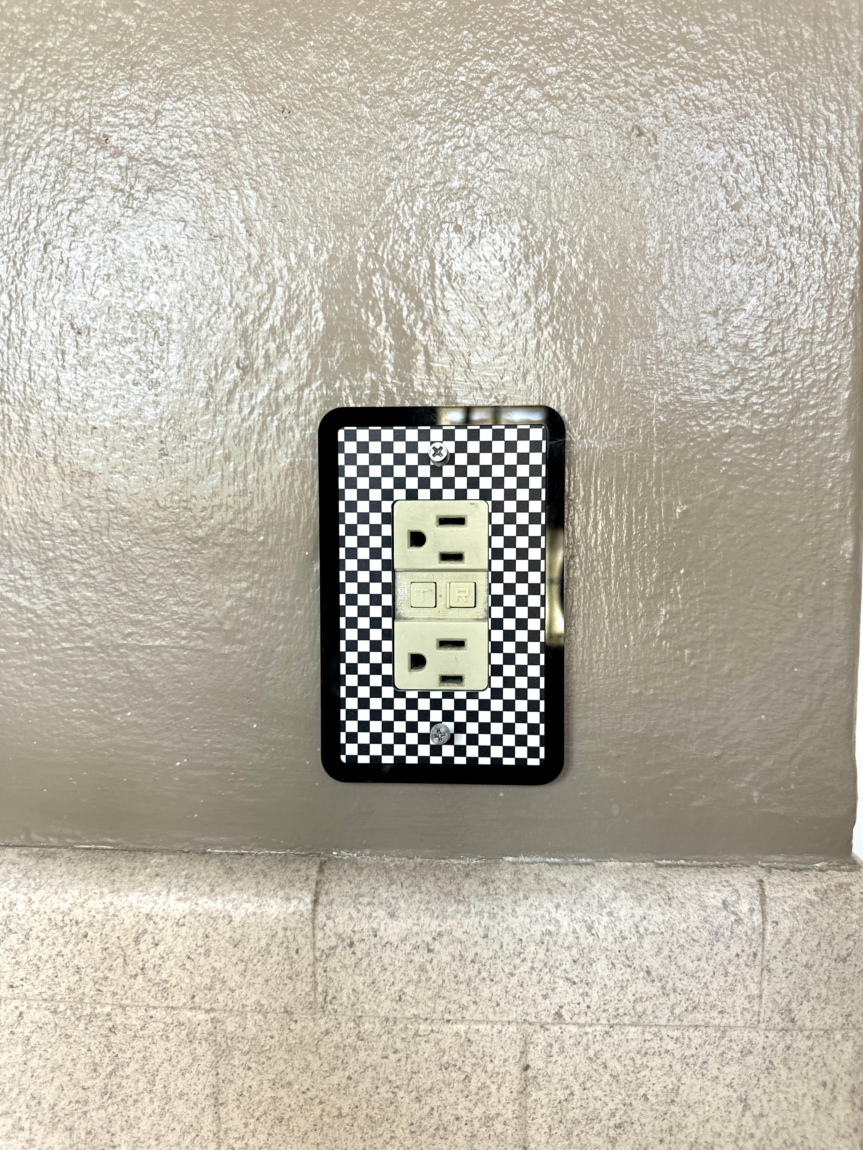 Black & White Checkered Print Light Switch Cover