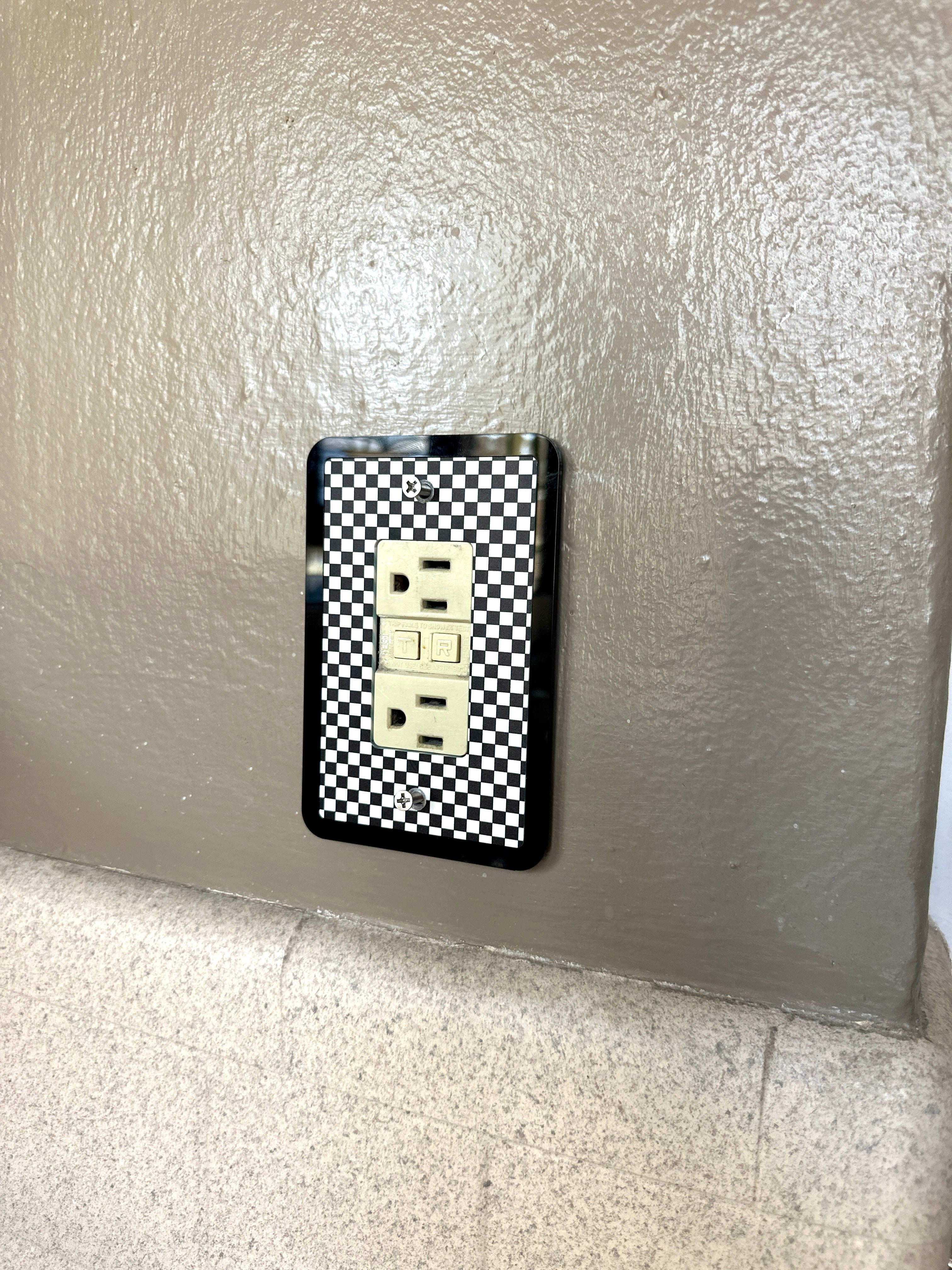 Black & White Checkered Print Light Switch Cover