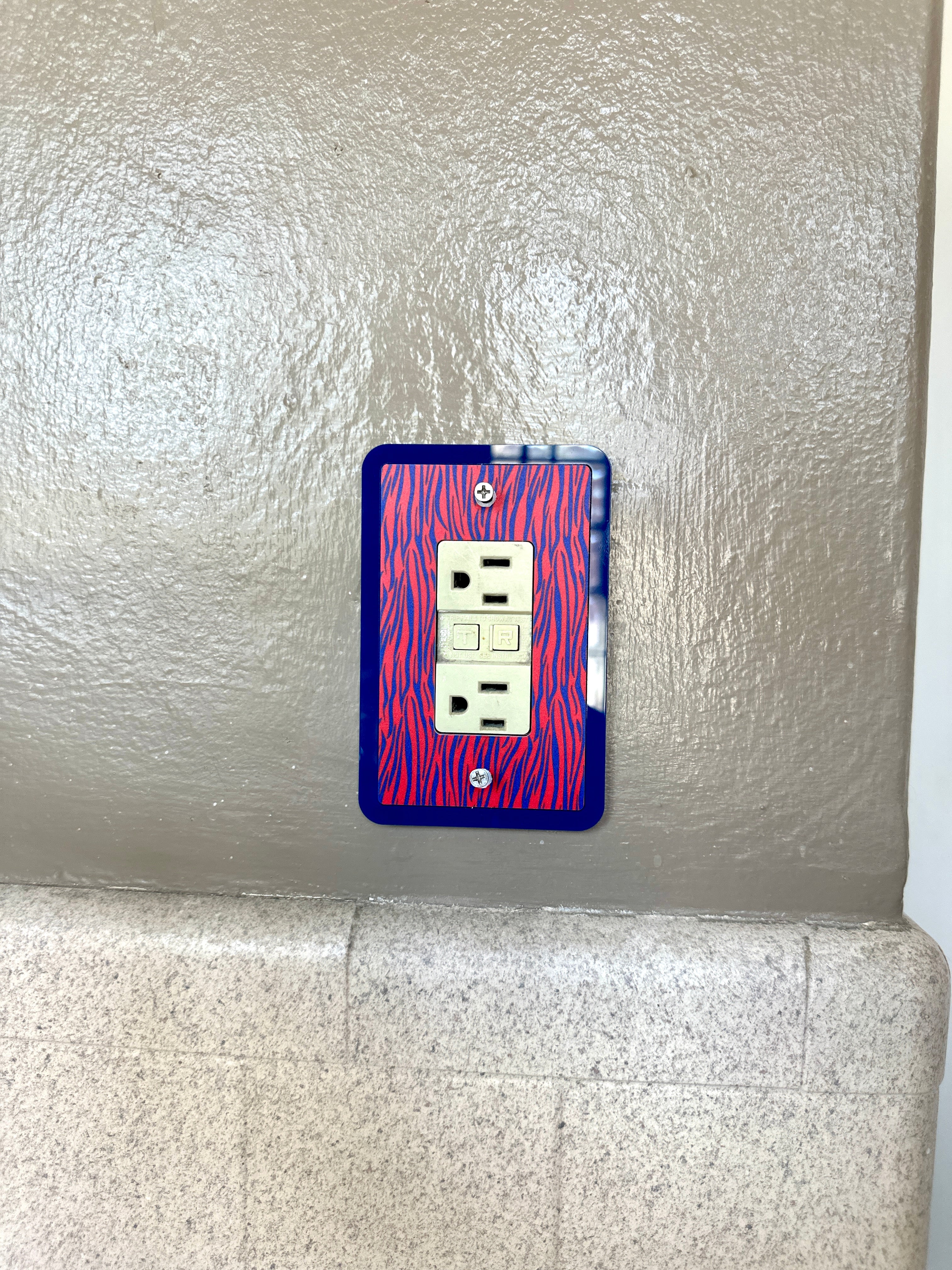 Red & Blue Zebra Print Light Switch Cover