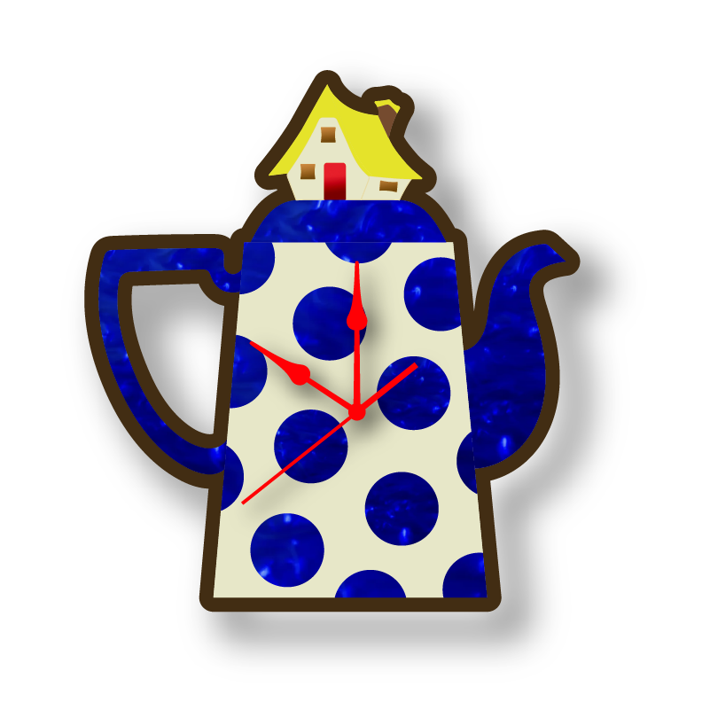 Polka Dot Teapot Wall Clock