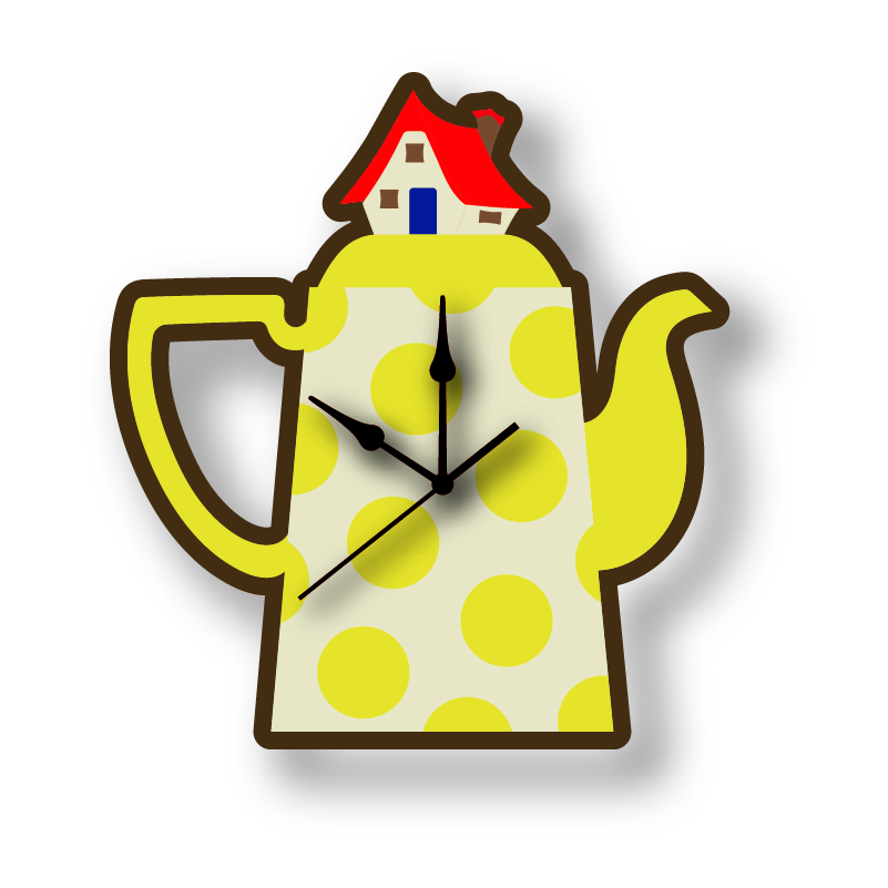 Polka Dot Teapot Wall Clock