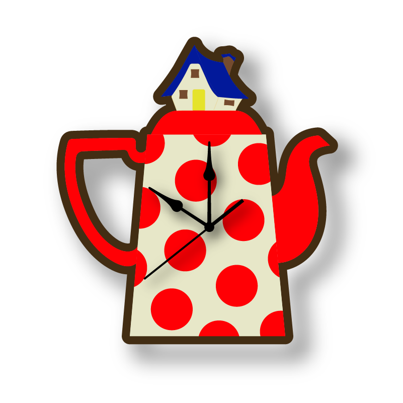 Polka Dot Teapot Wall Clock