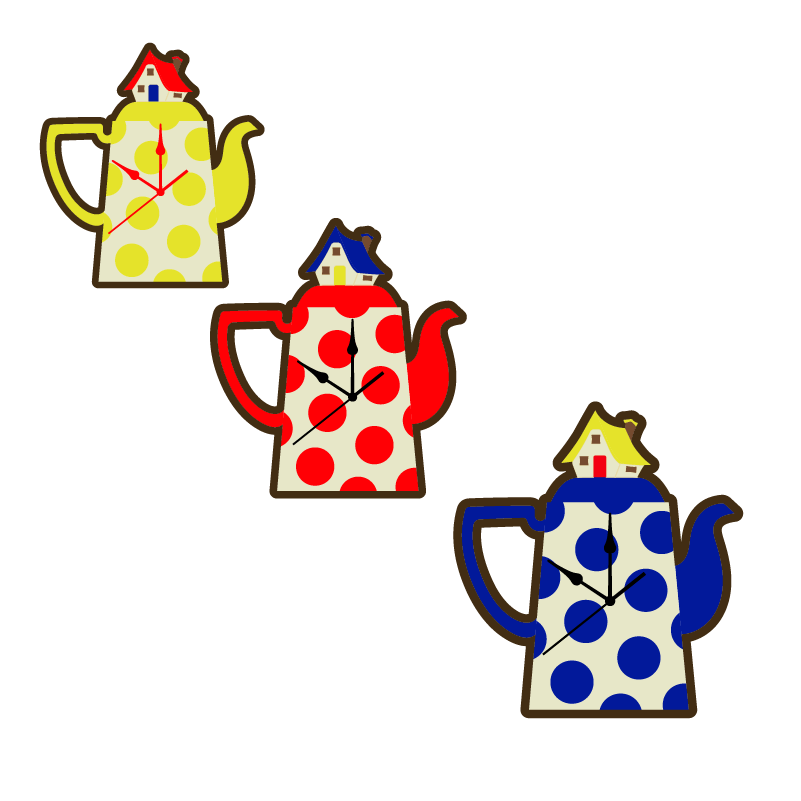 Polka Dot Teapot Wall Clock