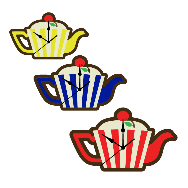 Striped Teapot Wall Clock