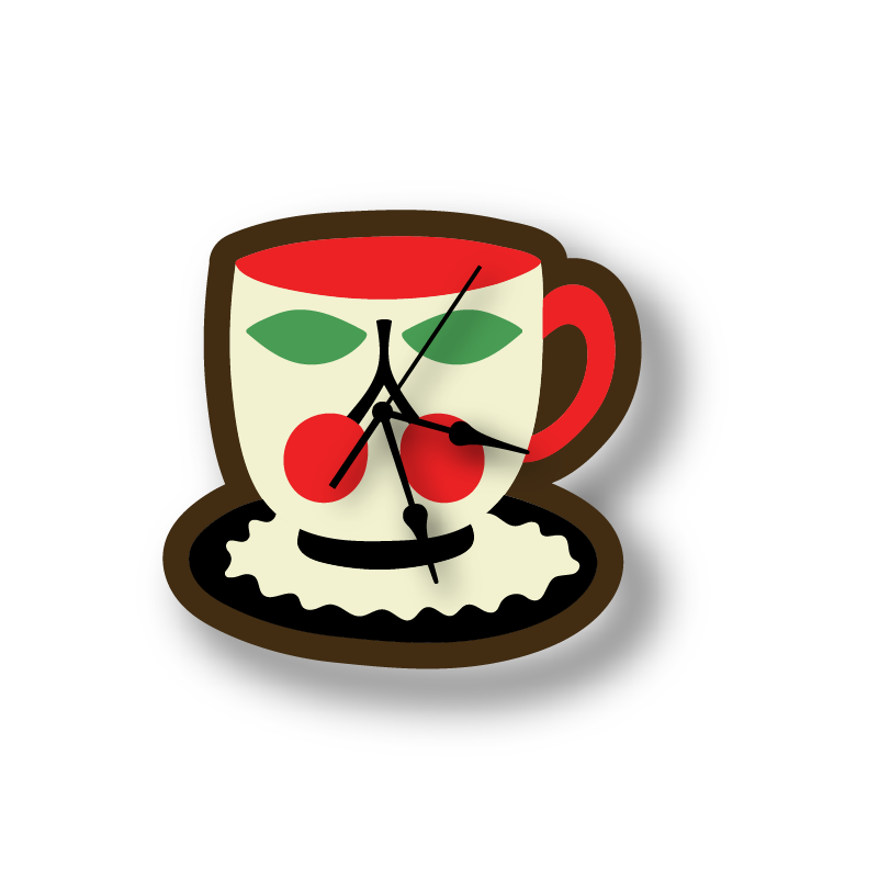 Cherry Teacup Wall Clock