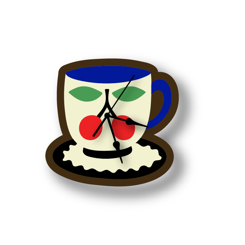 Cherry Teacup Wall Clock