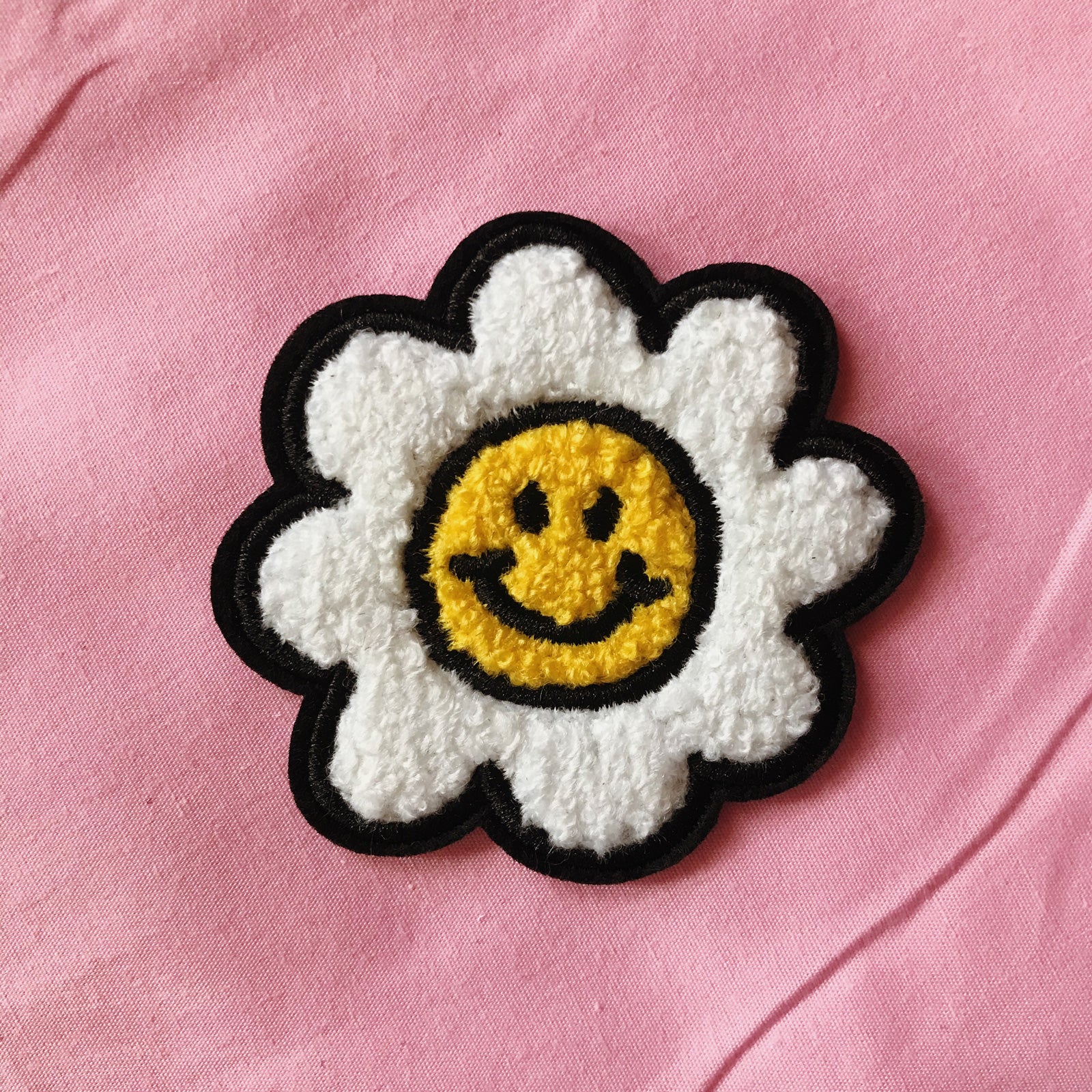 Rainbow Flower Smiley Face Craft Patch Cute DIY Kids Project Iron-On  Applique