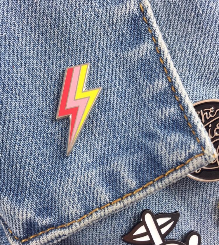 Lightning Bolt Enamel Pin,FlairMindFlowers