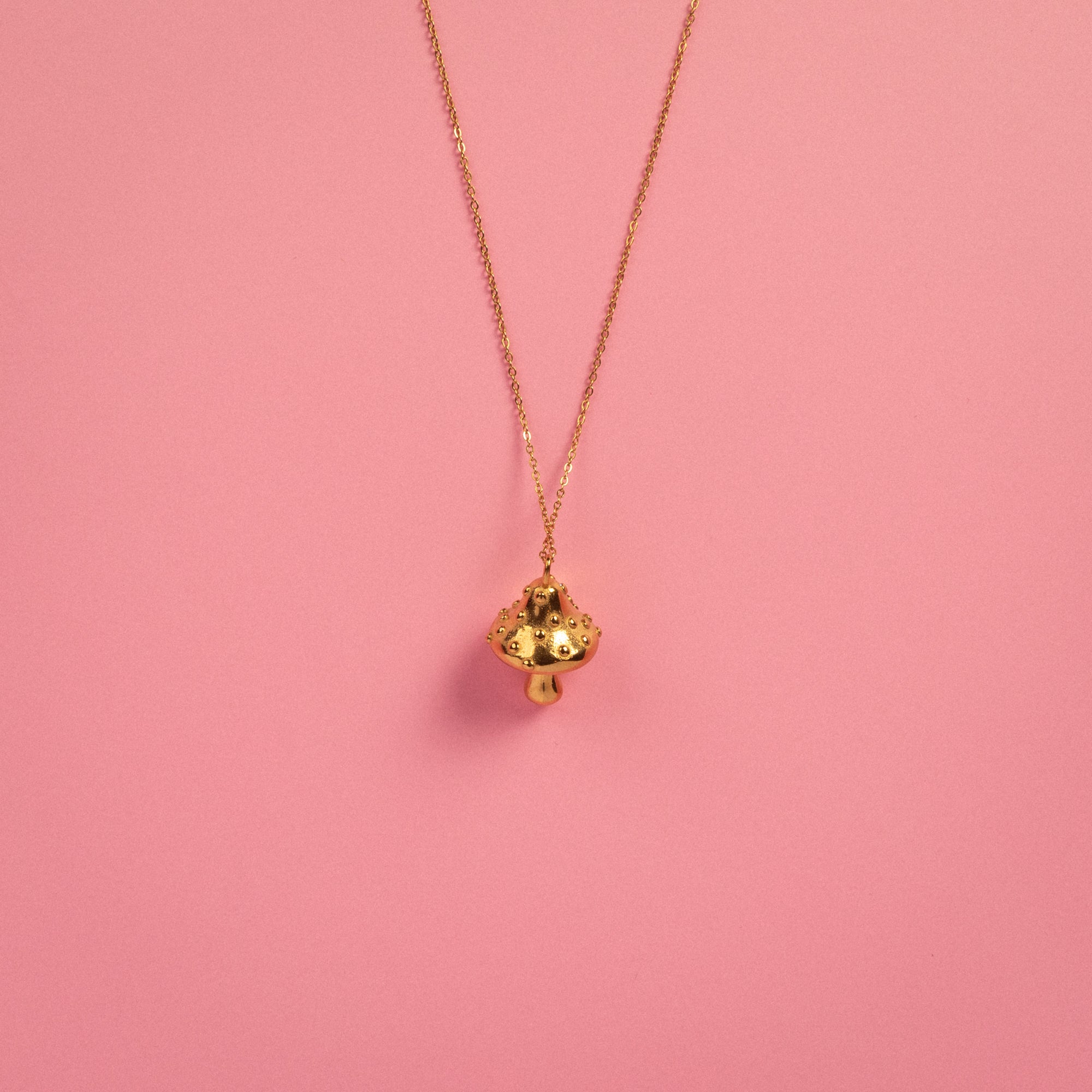 Golden Mushroom Chain Necklace