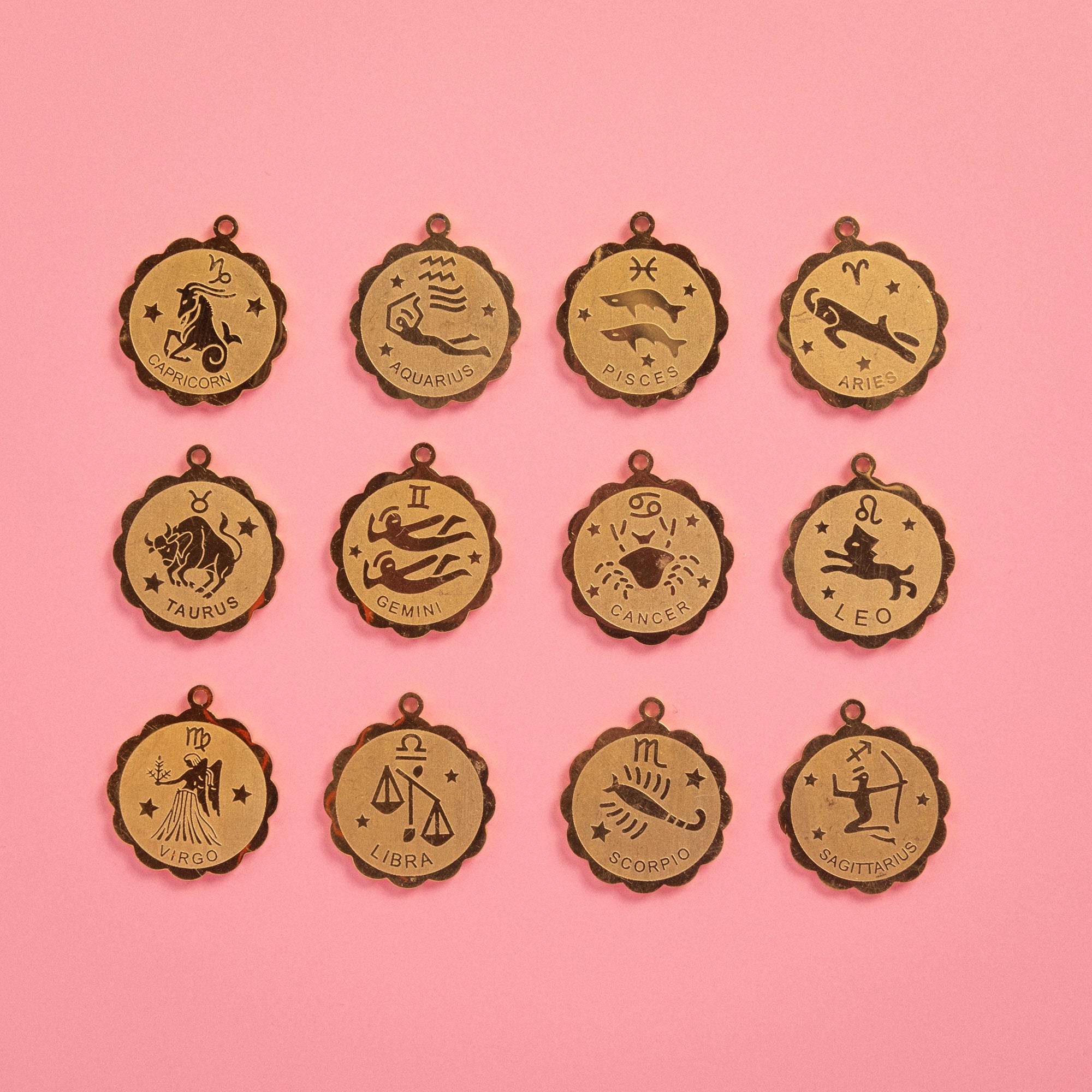 Golden Zodiac Medallion Charm