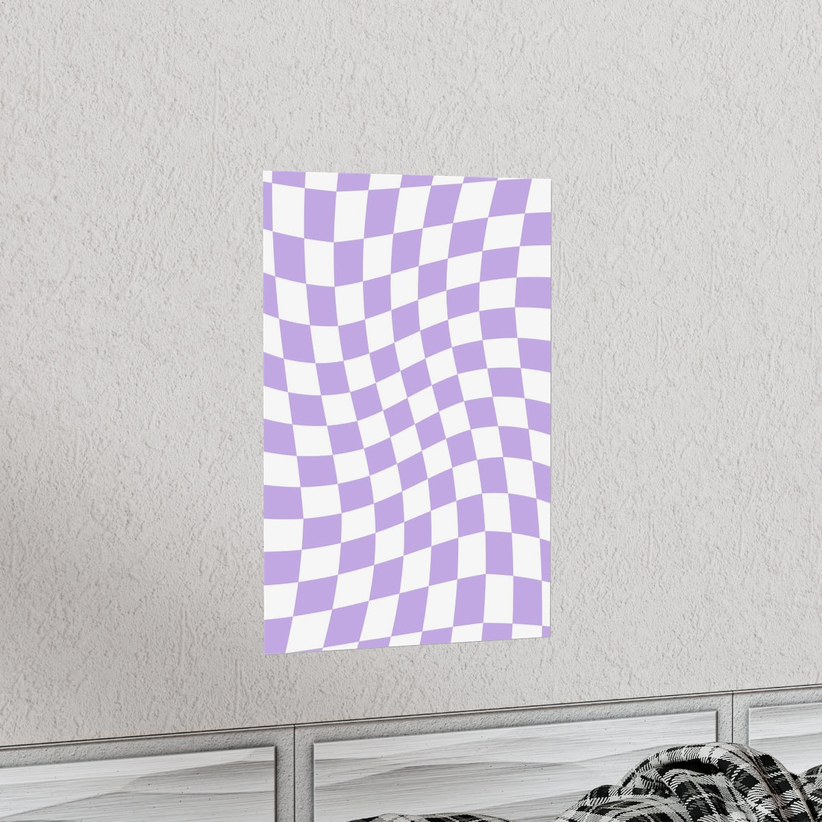 Lavender Wavy Checkered Wallpaper Wall Art Print