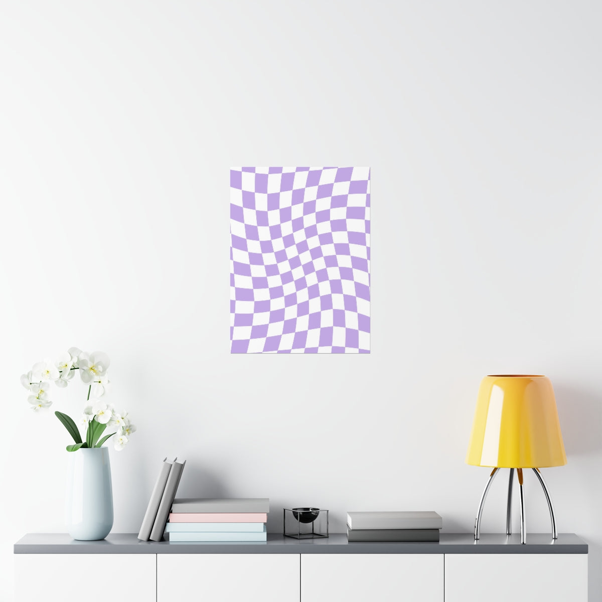Lavender Wavy Checkered Wallpaper Wall Art Print