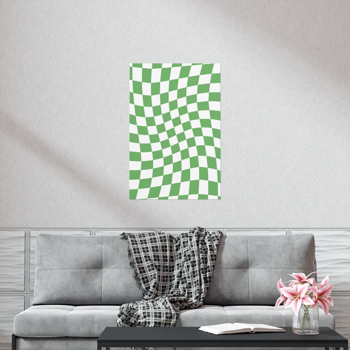 Wavy Checker Wallpaper Wall Art Print