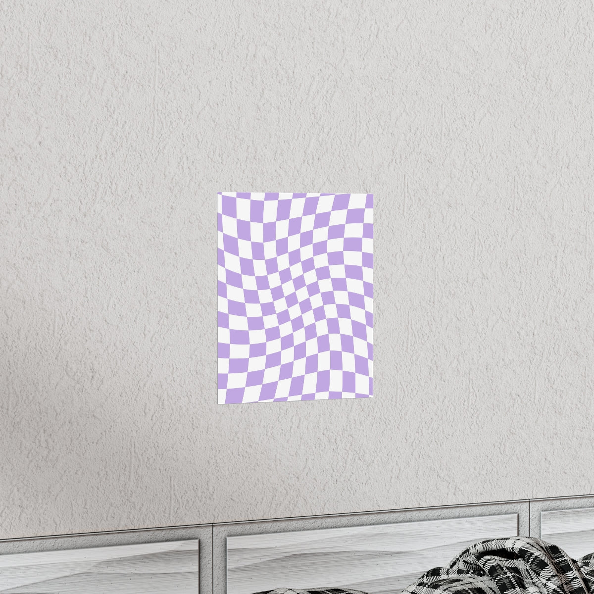 Lavender Wavy Checkered Wallpaper Wall Art Print