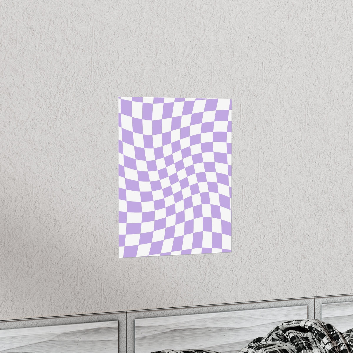 Lavender Wavy Checkered Wallpaper Wall Art Print